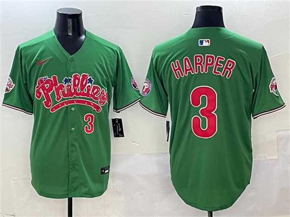 Men%27s Philadelphia Phillies #3 Bryce Harper Green Phanatic Limited Stitched Jersey